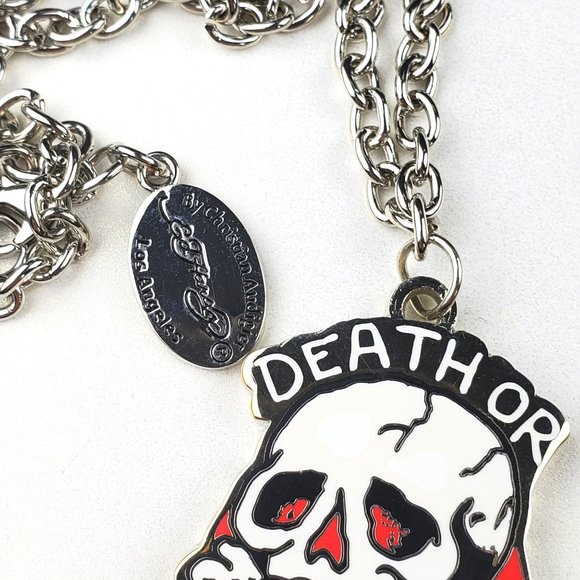 ED HARDY VINTAGE Style Necklace /Death Or Glory Necklace/ Hard Rock Accessories - Picture 4 of 7